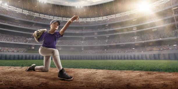 istock Softball female player on a professional arena 866218924
