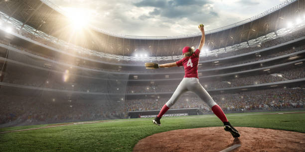 istock Softball female player on a professional arena 866218934