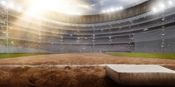 professional baseball arena in 3d - soccer glove imagens e fotografias de stock