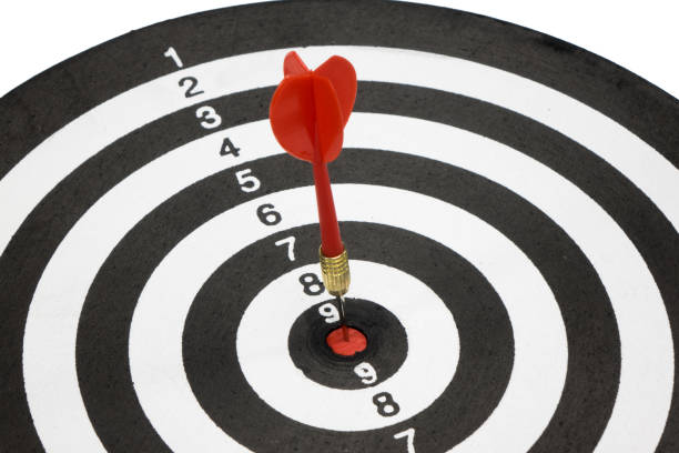 istock Target with arrow in the center on a white background 866219176