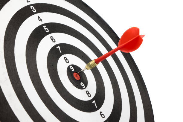 istock Target with arrow in the center on a white background 866219338