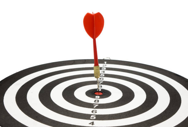 istock Target with arrow in the center on a white background 866219352