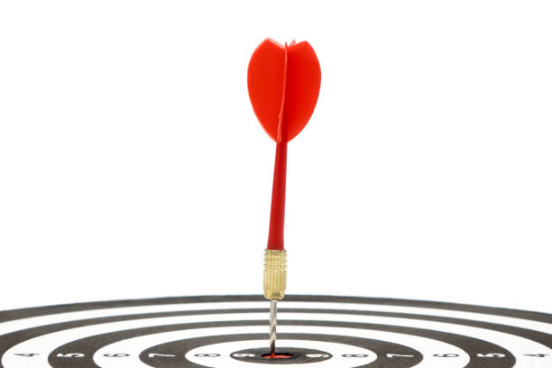 istock Target with arrow in the center on a white background 866219450
