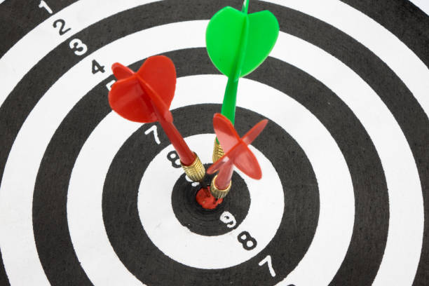 istock Target with arrow in the center on a white background 866222106