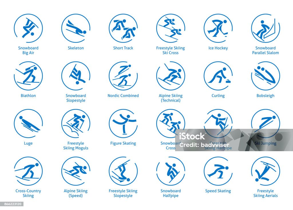 Conjunto de ícones de esportes de inverno - Vetor de Ícone de Computador royalty-free