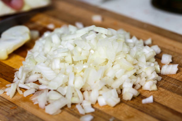 istock Diced onion on a wooden board 866225822