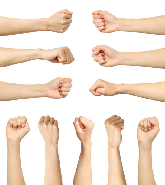istock Multiple female caucasian clenched fist isolated over white background 866233902