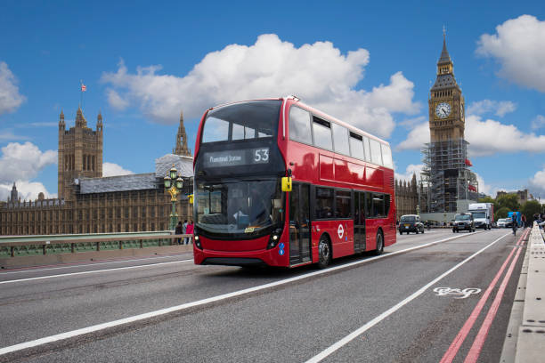 red double decker - big ben london england uk double decker bus imagens e fotografias de stock