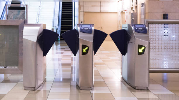 istock Subway ticket barrier, copy space photo 866248870
