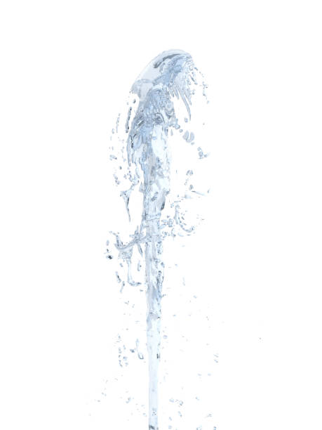jato de fluxo ascendente de água no branco fundo 3d - shower human face men wet - fotografias e filmes do acervo