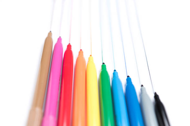 istock Colorful handwirting markers on white background 866251266