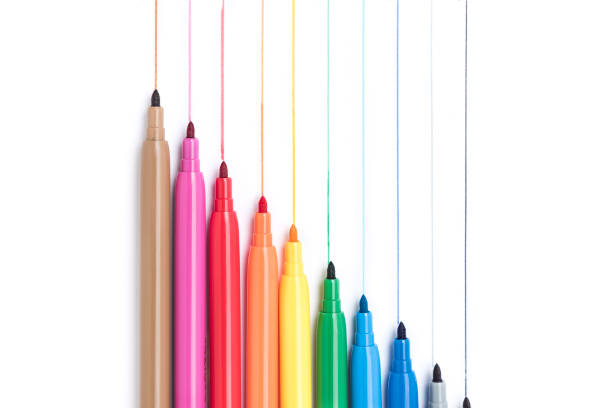 istock Colorful handwirting markers on white background 866251530