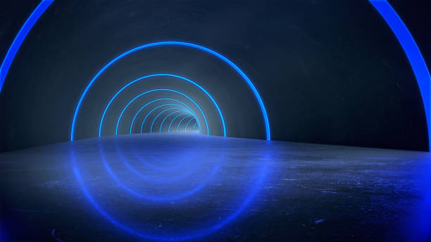 istock Pipe,Long dark Tunnel  with futuristic light.3D rendering 866251634