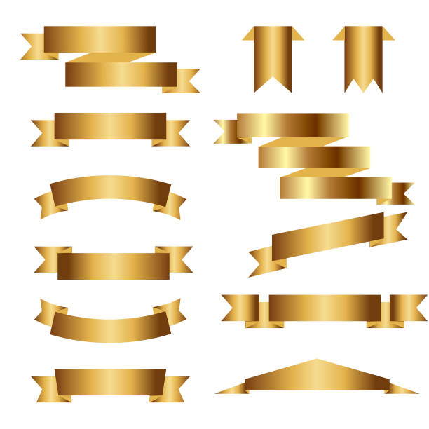 istock Set of golden ribbons on white background. Vector illustration. 866254306