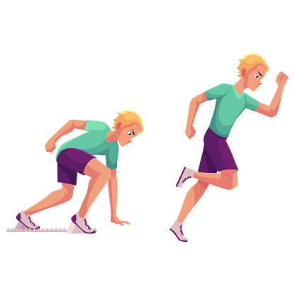 Male Runner Sprinter Jogger Ready To Start And Running Stock Illustration -  Download Image Now - iStock