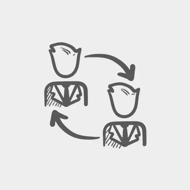 Vector illustration of Staff turnover sketch icon