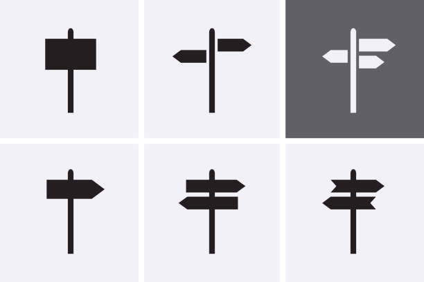 푯 말 아이콘 설정합니다. - computer icon symbol highway driving stock illustrations