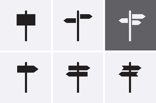 Signpost Icons set. Vector