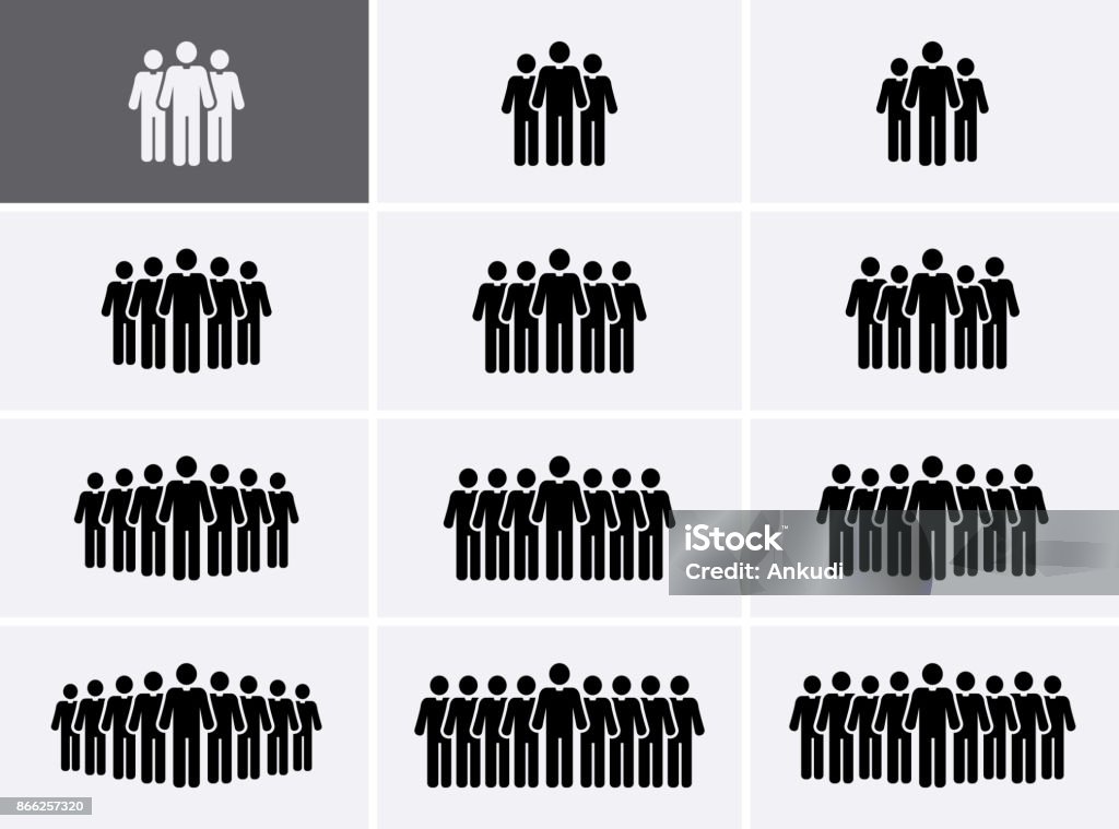 Icônes de groupe de personnes définies. Icônes de la foule. - clipart vectoriel de Groupe de personnes libre de droits