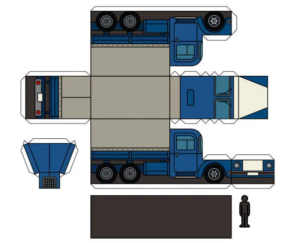 Vector illustration of Paper model of an old truck