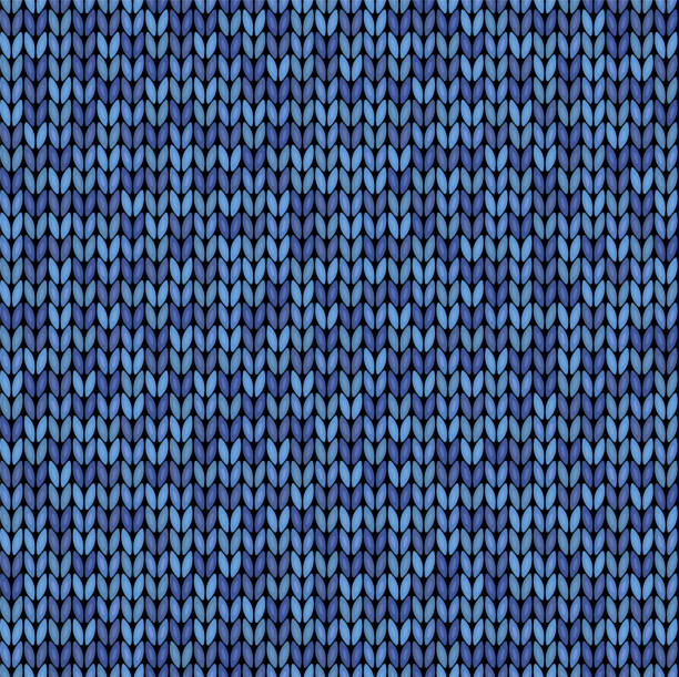 blaue gestrickte nahtlose hintergrundmuster - wool thread textile textured stock-grafiken, -clipart, -cartoons und -symbole