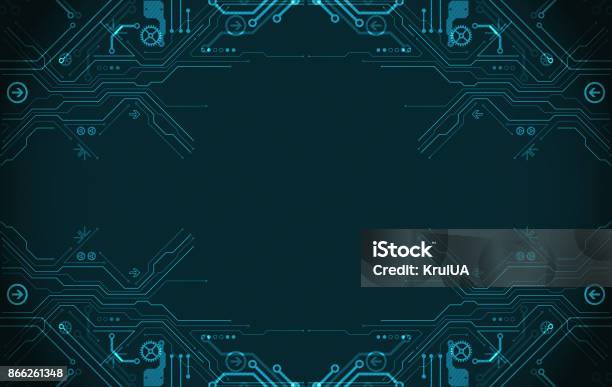 Hitech Digital Technology And Engineering Theme Stock Illustration - Download Image Now - Backgrounds, Technology, Circuit Board