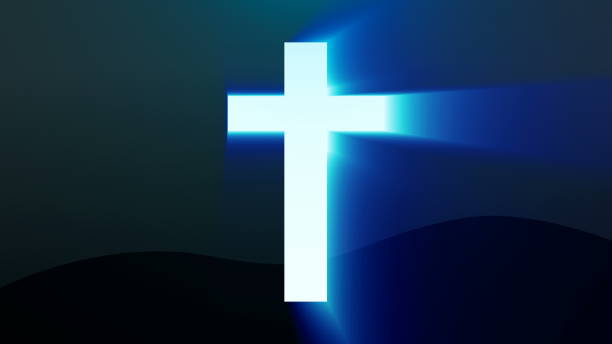 istock Light cross of Christ, ray beams background 866268842
