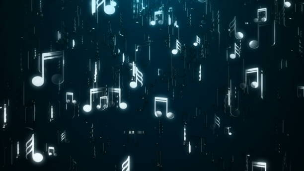 White music notes. Abstract background. Digital illustration stock photo