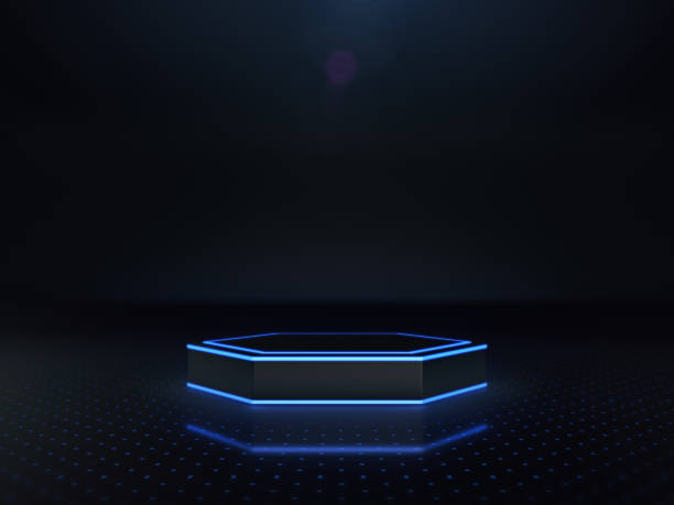 istock Pedestal for display,Platform for design,Blank product stand with light glow.3D rendering. 866271362