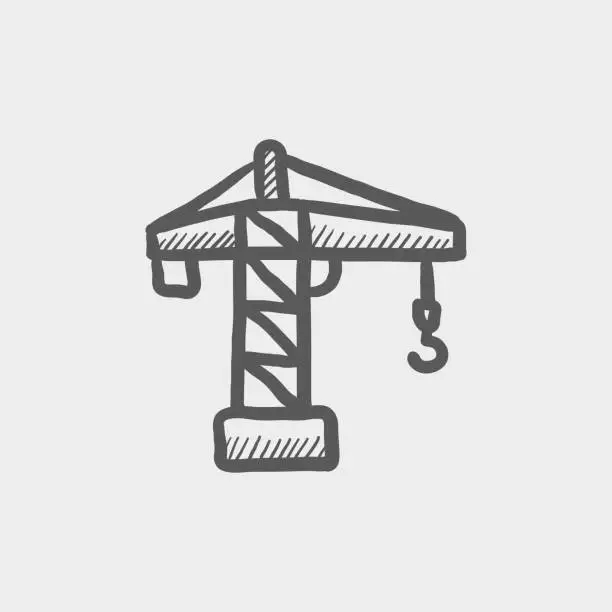 Vector illustration of Crane machine sketch hand drawn doodle icon