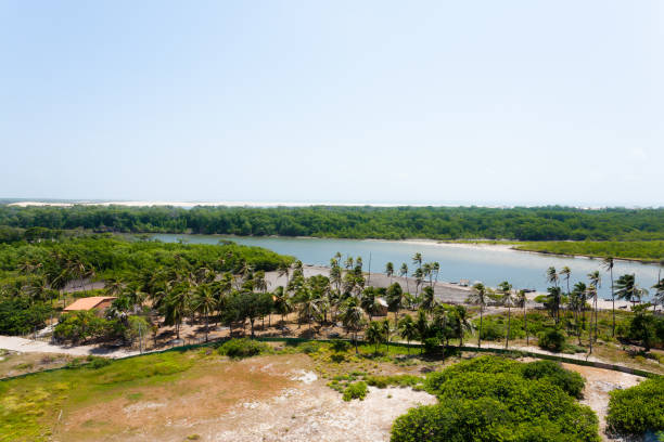 istock Preguica River view lighthouse, aerial view. 866284502