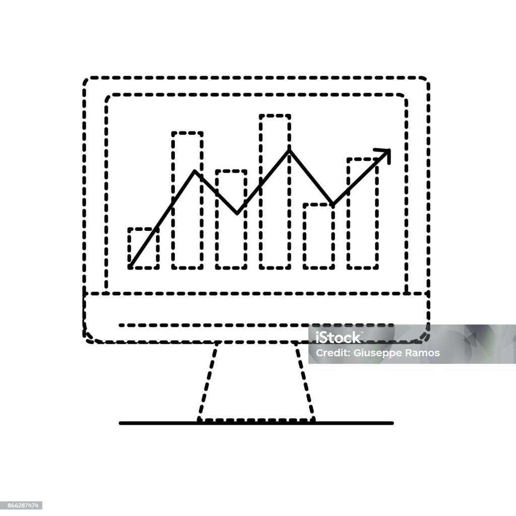 Doted Computer Picture Dotted Shape Computer Technology With Statistics Bar Diagram Stock ...