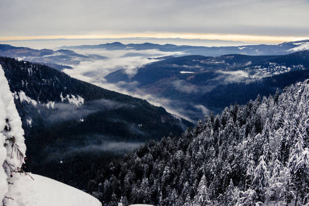 hohneck innevato - stosswihr foto e immagini stock