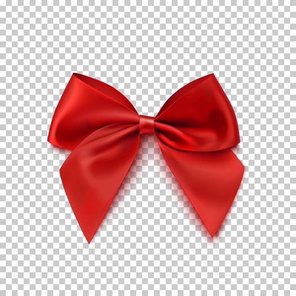 illustrazioni stock, clip art, cartoni animati e icone di tendenza di arco rosso realistico isolato su sfondo trasparente. - ribbon satin red isolated