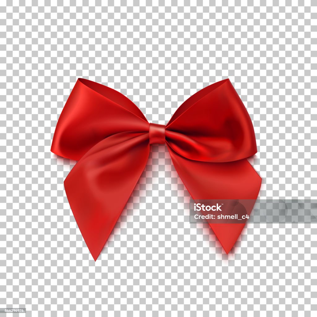 Realistic red bow isolated on transparent background. Realistic red bow isolated on transparent background. Vector illustration. Tied Bow stock vector