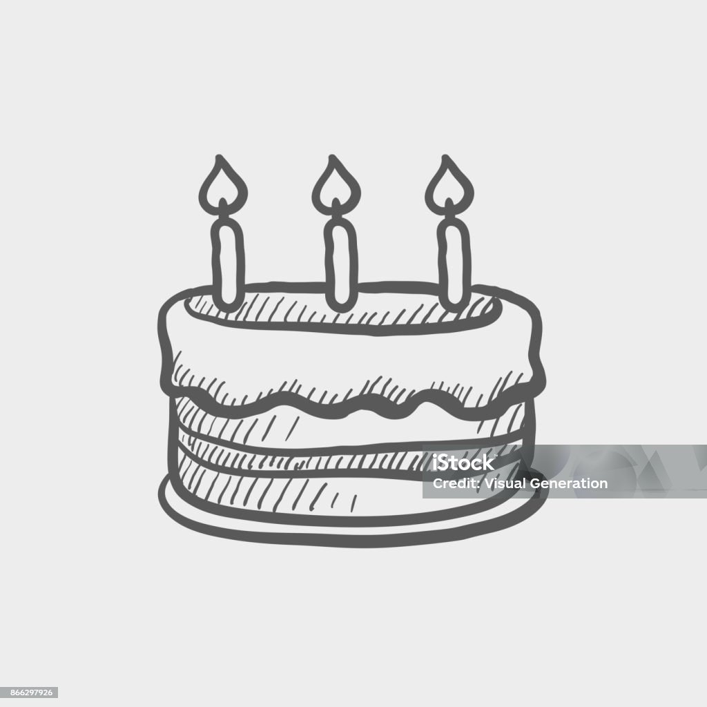 Birthday Cake With Candles Sketch Hand Drawn Doodle Icon Stock ...