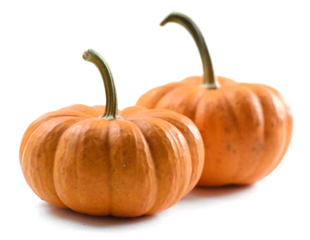 istock Ripe orange organic pumpkins isolated on white background 866298474