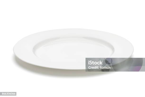 White Empty Plate Clipping Path Included Stock Photo - Download Image Now - Plate, White Color, Empty Plate