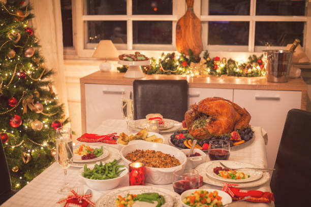 istock Traditional Stuffed Christmas Turkey with Side Dishes 866311040