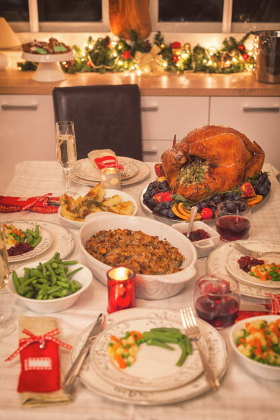 istock Traditional Stuffed Christmas Turkey with Side Dishes 866313782