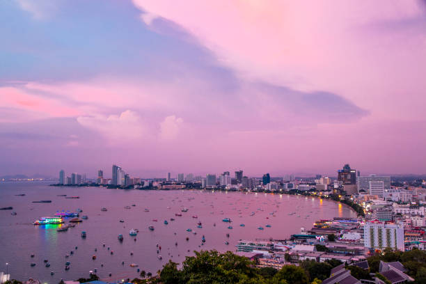 istock Colorful sunset scene from royal cliff view point at Pattaya 866335834