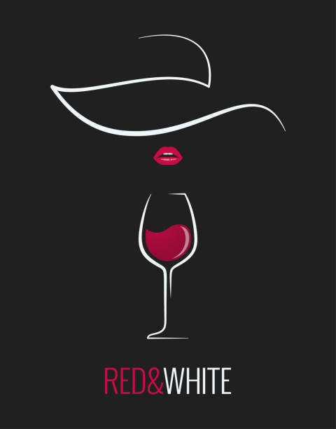 ilustrações de stock, clip art, desenhos animados e ícones de wine glass red and white concept design background - silhouette wine retro revival wine bottle