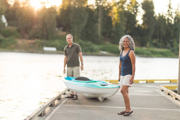 istock Senior couple kayaking 866343860