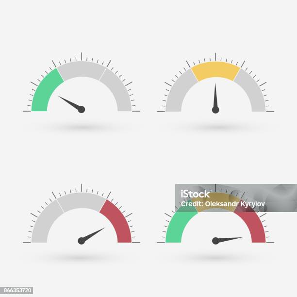 Gauge Set Stock Illustration - Download Image Now - Speedometer, Barometer, Gauge