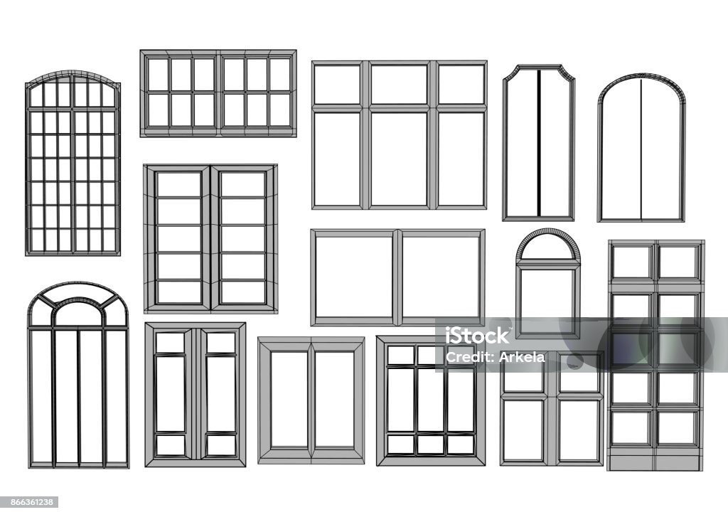 Windows Border Vector Set Of Windows Stock Illustration - Download Image Now - Border - Frame ...