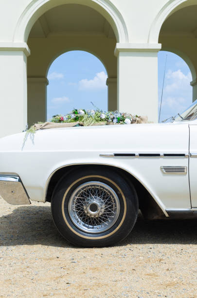 istock Car from side with flower on wedding day 866361308
