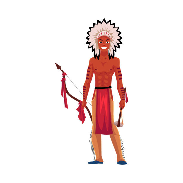 istock Native American Indian man in feather headdress, breechcloth, leather leggings 866370730