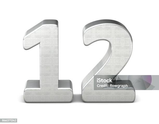 12 Number 3d Silver Structure 3d Rendering Stock Photo - Download Image Now - Number 12, Anniversary, Bank - Financial Building