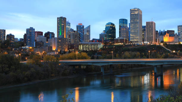 istock Edmonton, Canada city center at night 866375980