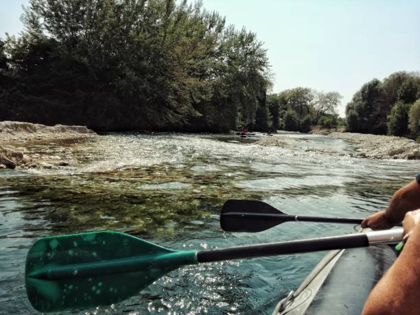 Rafting An adventure through Acheron river inflatable raft stock pictures, royalty-free photos & images